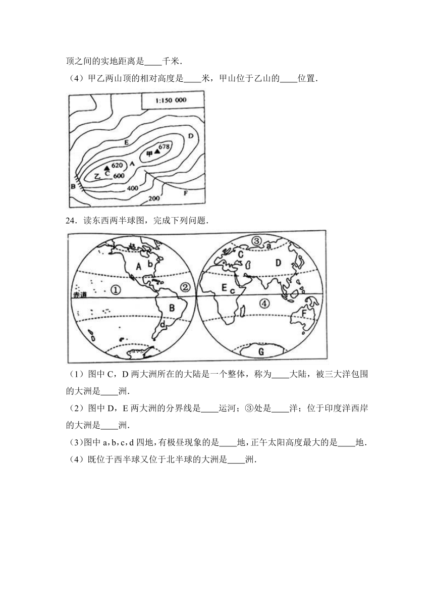 广西贵港市平南县2016-2017学年七年级（上）期末地理试卷（解析版）