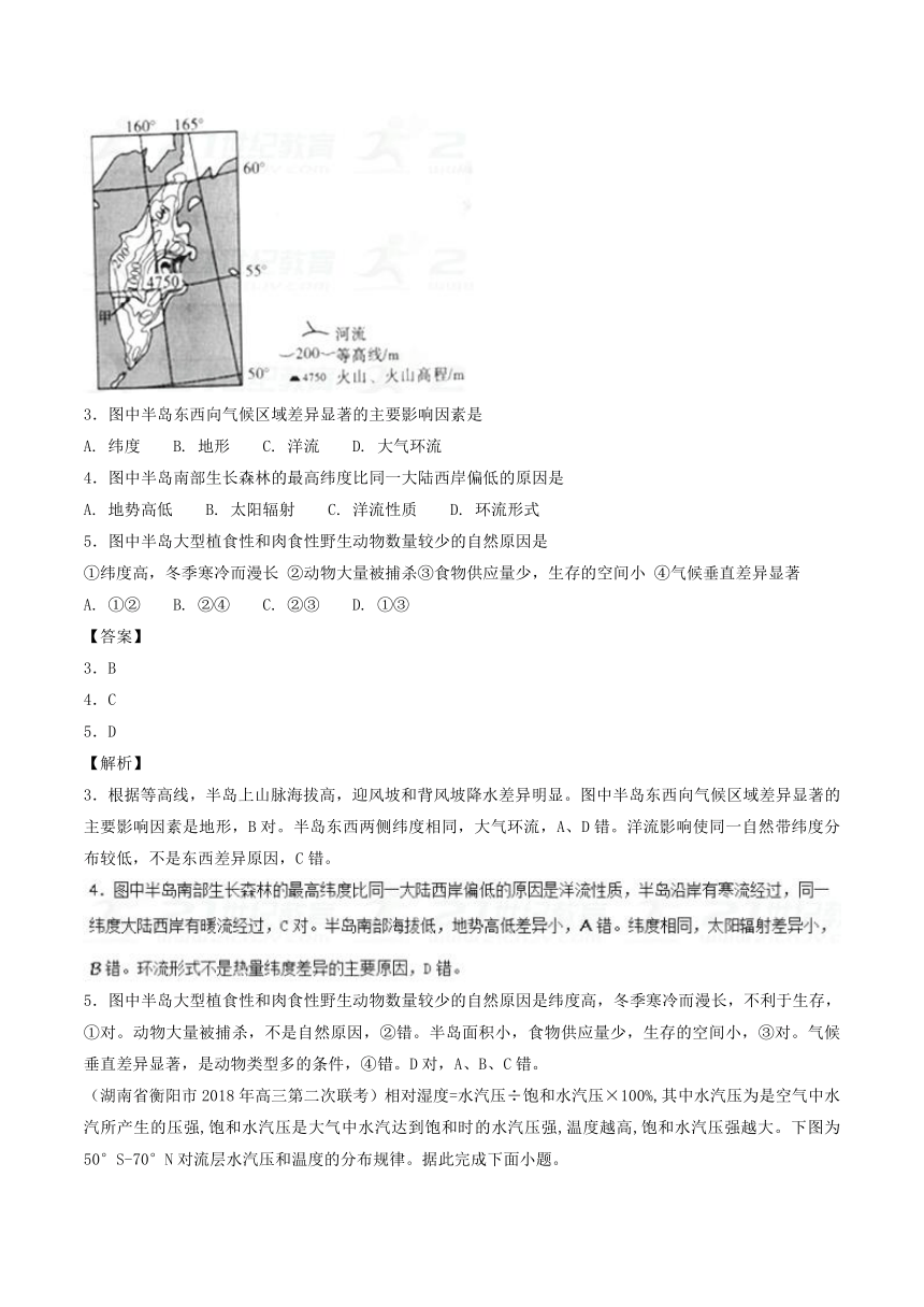 2018届高三地理百所好题速递分项解析汇编专题02+地球上的大气（第01期）