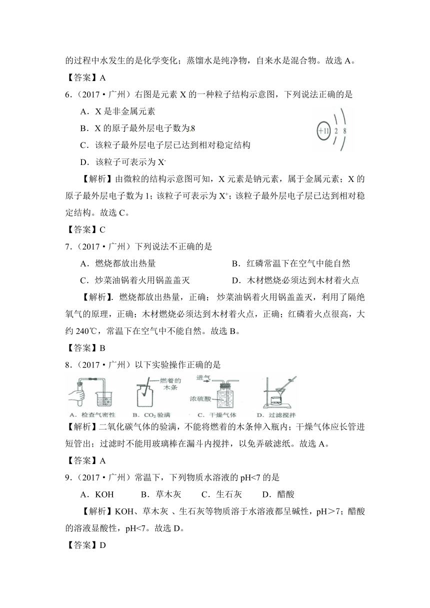 2017年广东省广州市中考化学试题（解析版）