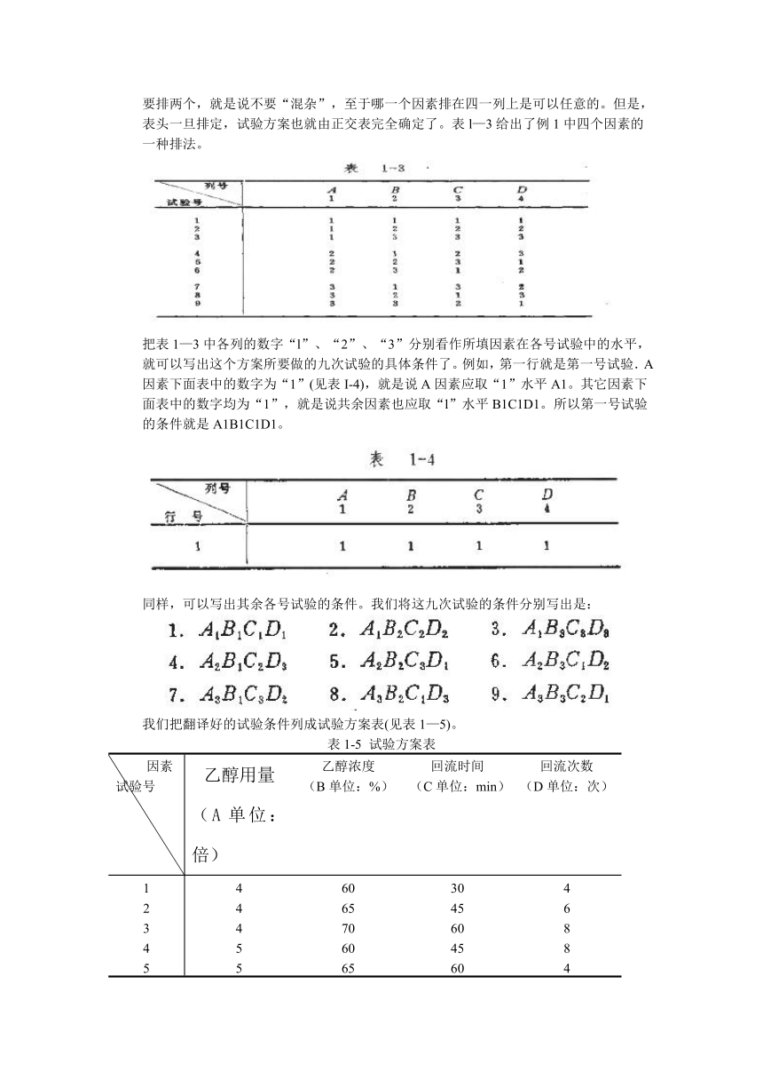 正交实验法及其应用 教案