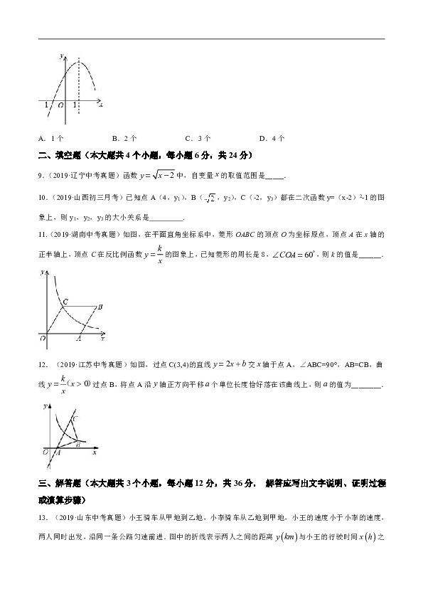 2020年中考数学专题复习冲刺卷  函数（含答案解析）