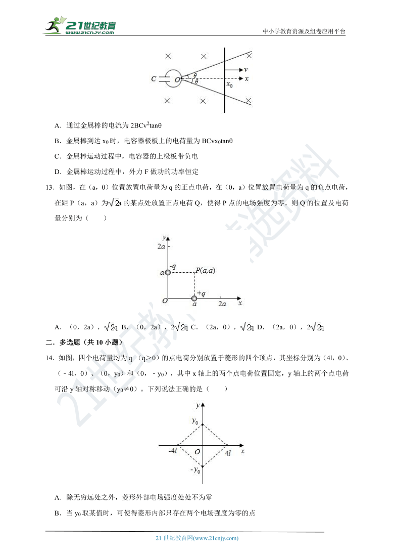 2021年高考物理真题分类汇编——电磁学部分（含解析）