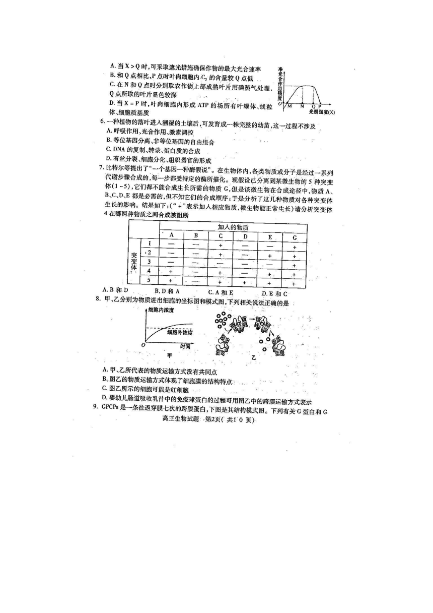 河南省周口市2018届高三上学期期末抽测调研生物  扫描版含答案