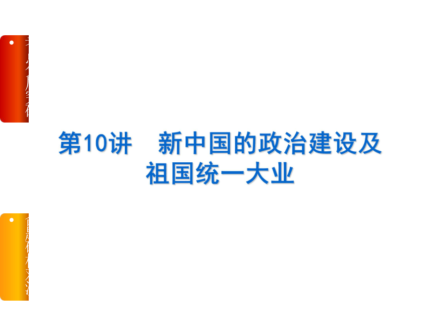 【高考复习方案】2015届高三历史一轮复习课件（岳麓版） 考点分层突破+命题研析对测 第10讲　新中国的政治建设及祖国统一大业（56张PPT）