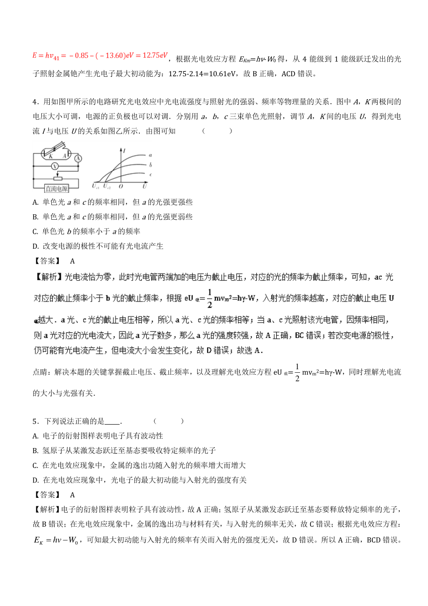 2018年高考物理备考优生百日闯关专题13+近代物理初步