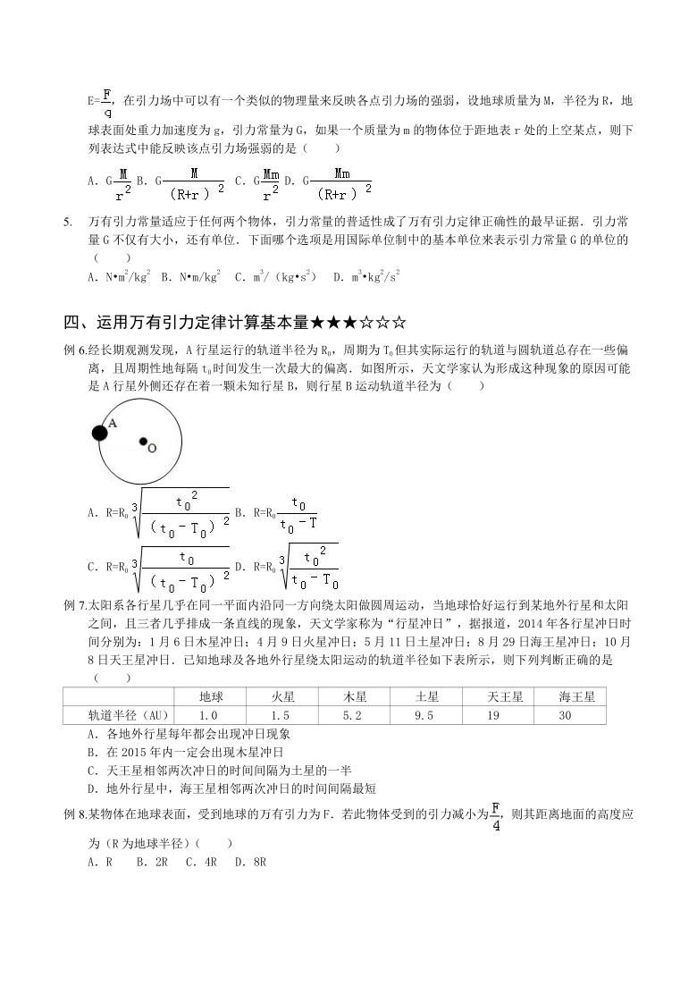 第三章 1 万有引力定律 学案—2020-2021学年教科版高中物理必修二（word版含答案）