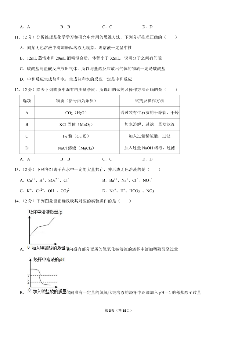 2019-2020学年黑龙江省绥化市青冈县九年级（上）期末化学试卷（五四学制）（解析版）