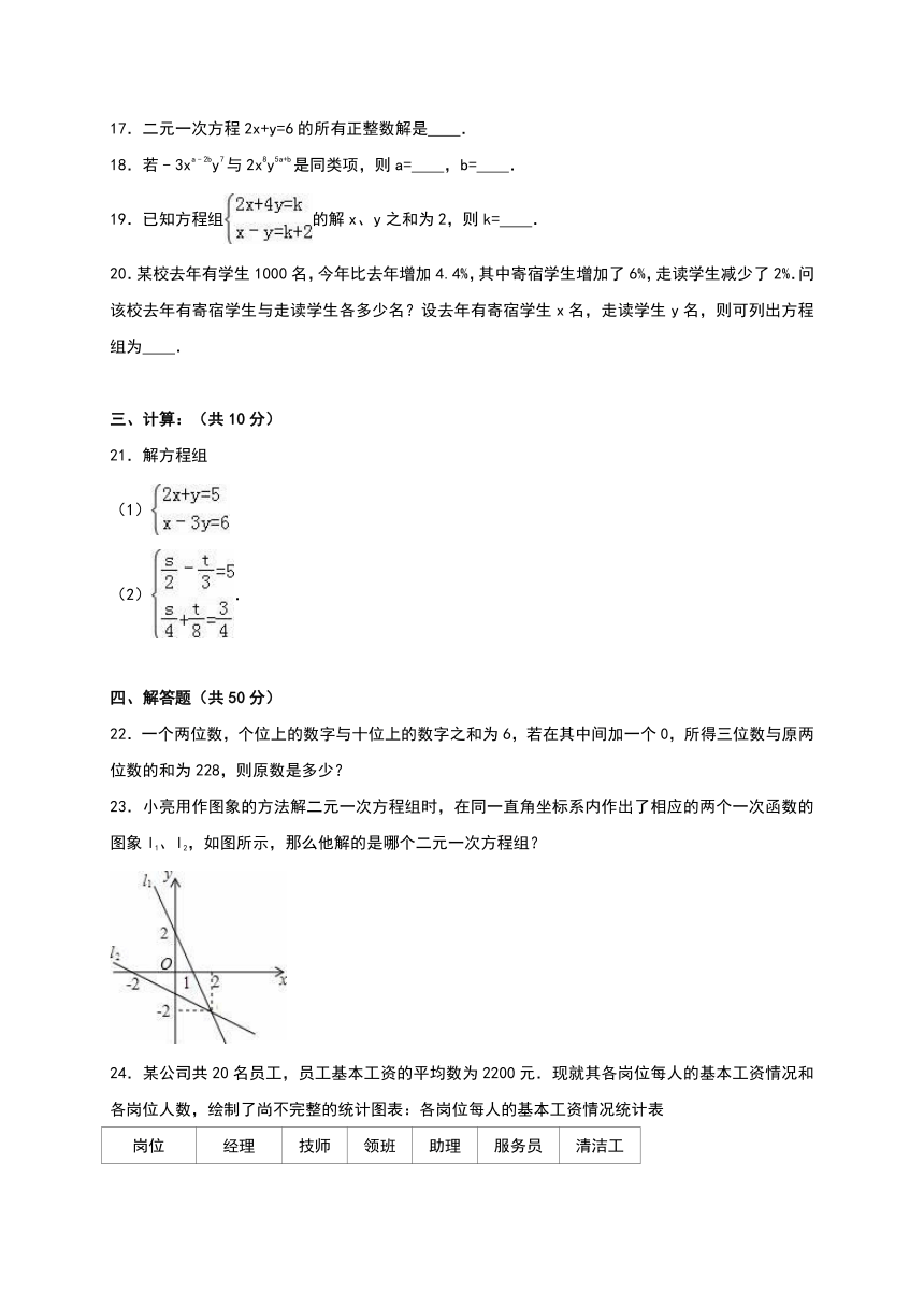 甘肃省白银市育才学校2015-2016学年八年级（上）第二次月考数学试卷（解析版）