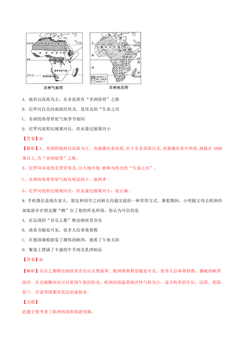 山东省滨州市2018年中考地理试题（word版 解析版）