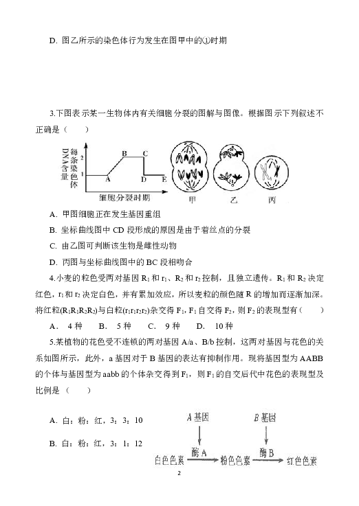 山西省晋中市和诚中学2019届高三11月月考生物试题