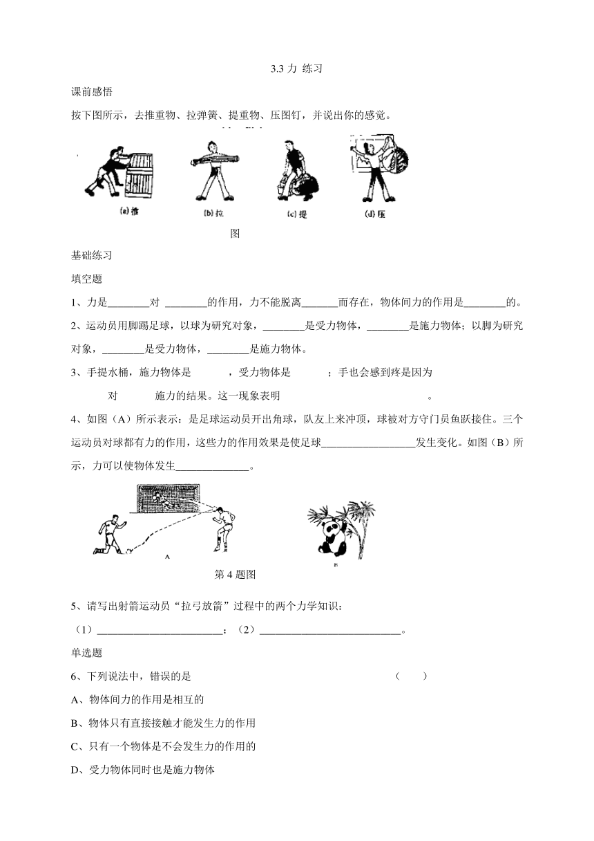 3.3力 练习 (4)（无答案）