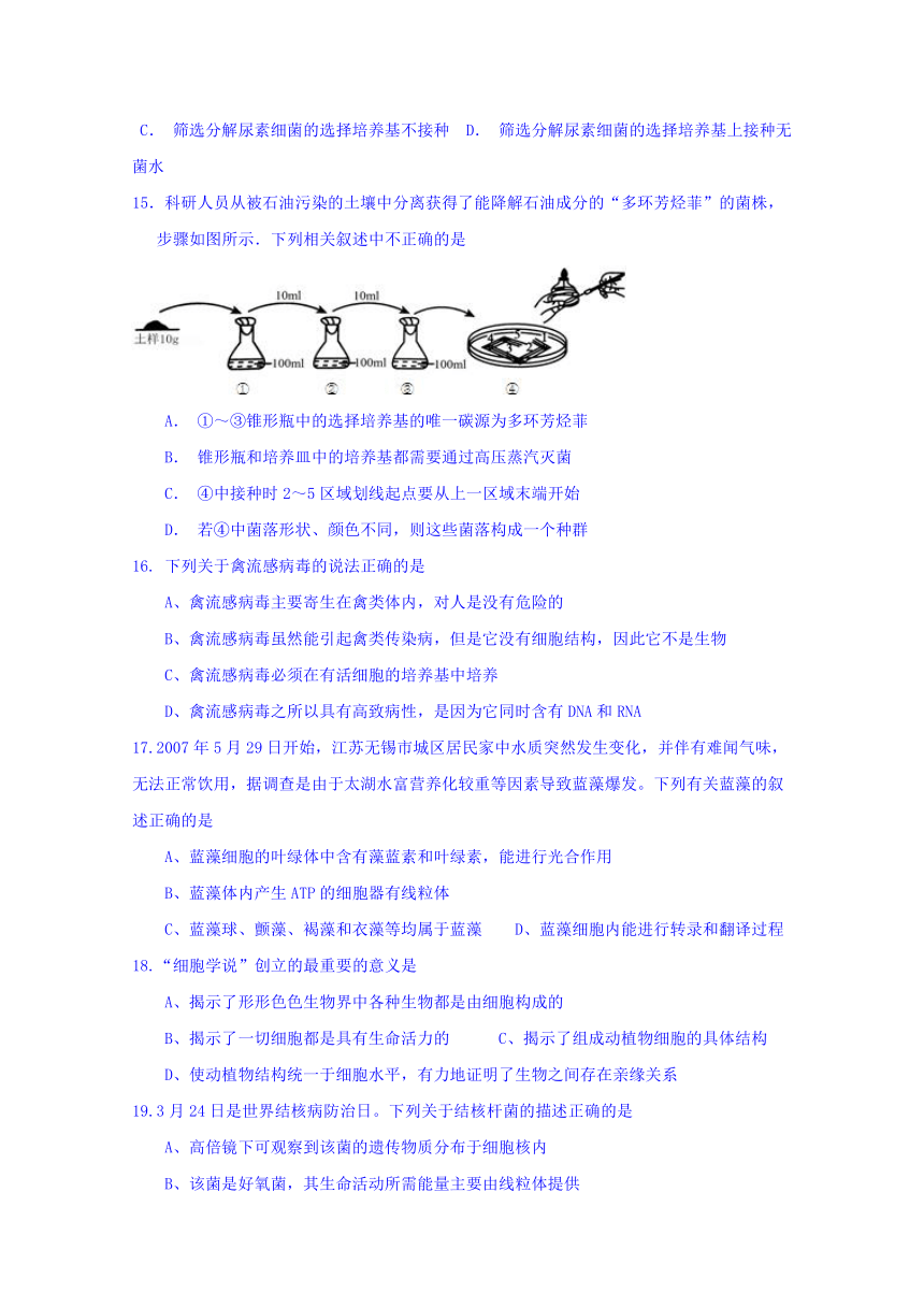 四川省攀枝花市第十二中学2017-2018学年高二下学期半期检测生物试题