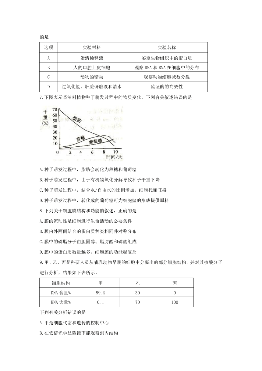 山西省安康市2018届高三上学期期中考试生物试题