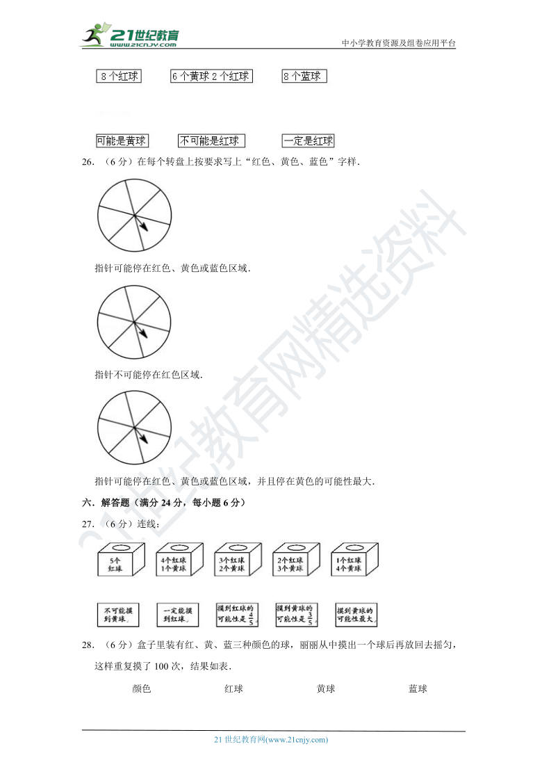 北师大版小学数学四年级上册第八单元可能性单元检测卷（七）（含答案）