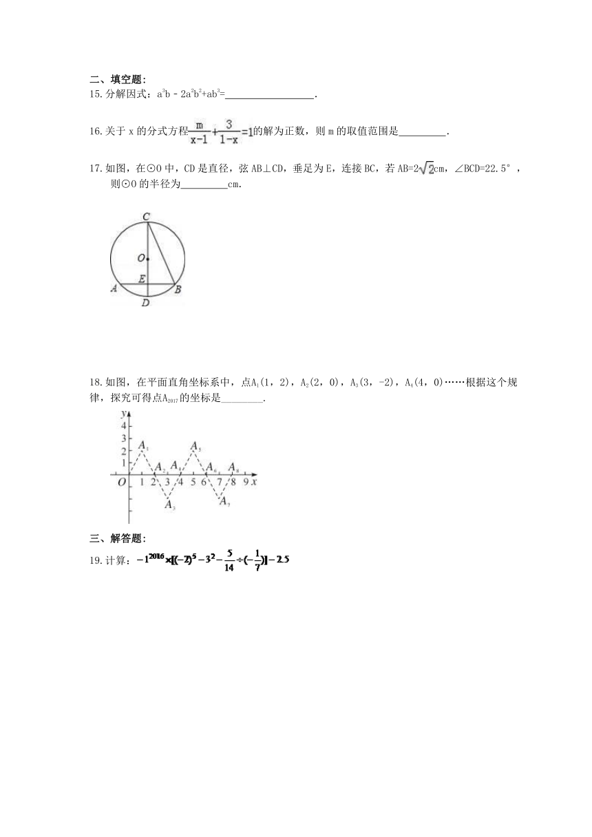 海南省临高县2018年中考数学模拟试卷(2)含答案