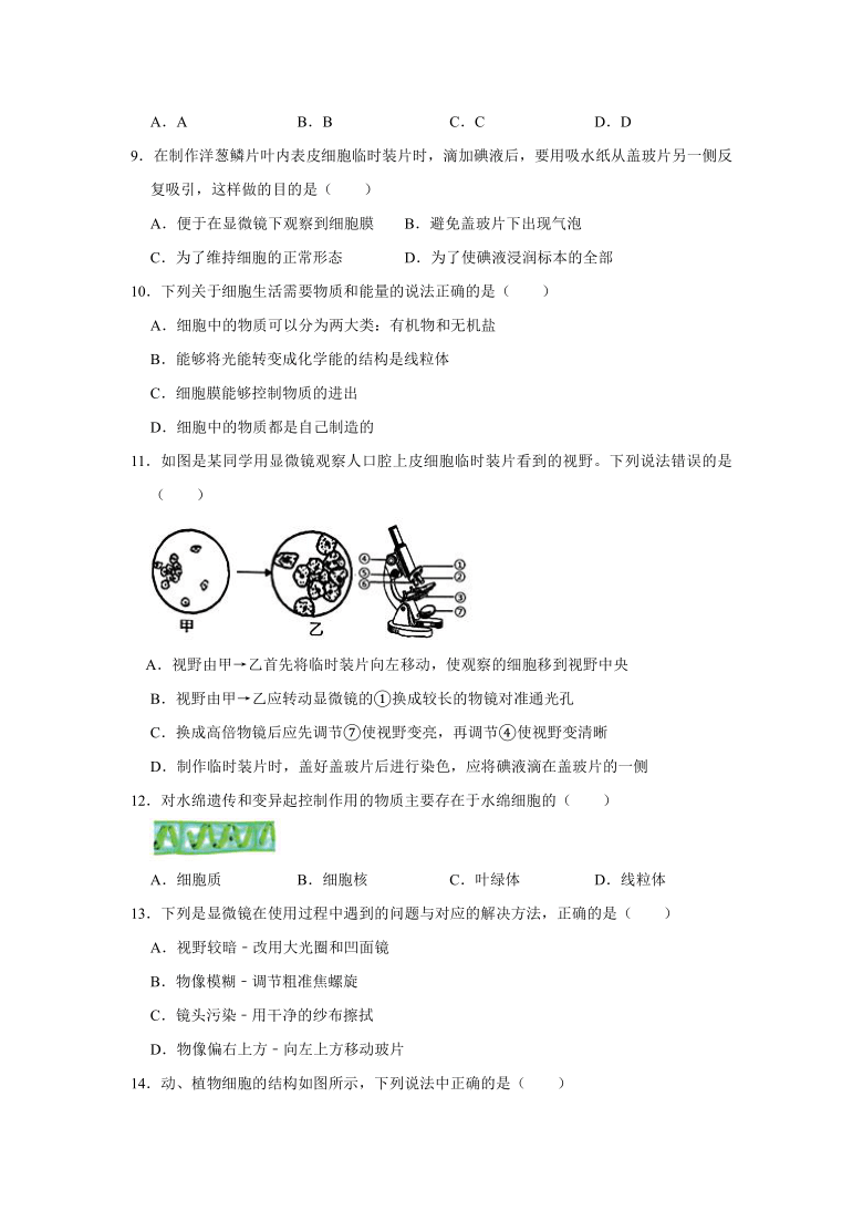 初中 生物 人教版(新課程標準) 七年級上冊 第二單元 生物體的結構