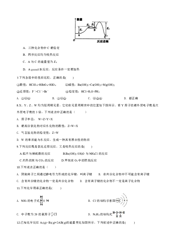 广西田阳高中2019-2020学年高一5月月考化学试题（解析版）