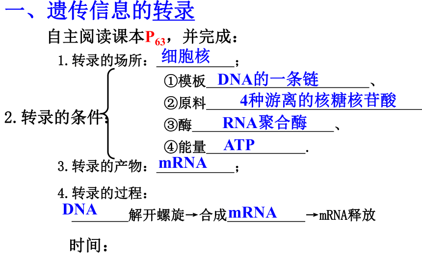 高中生物人教版必修2第四章第一节基因指导蛋白质的合成（共36张PPT）