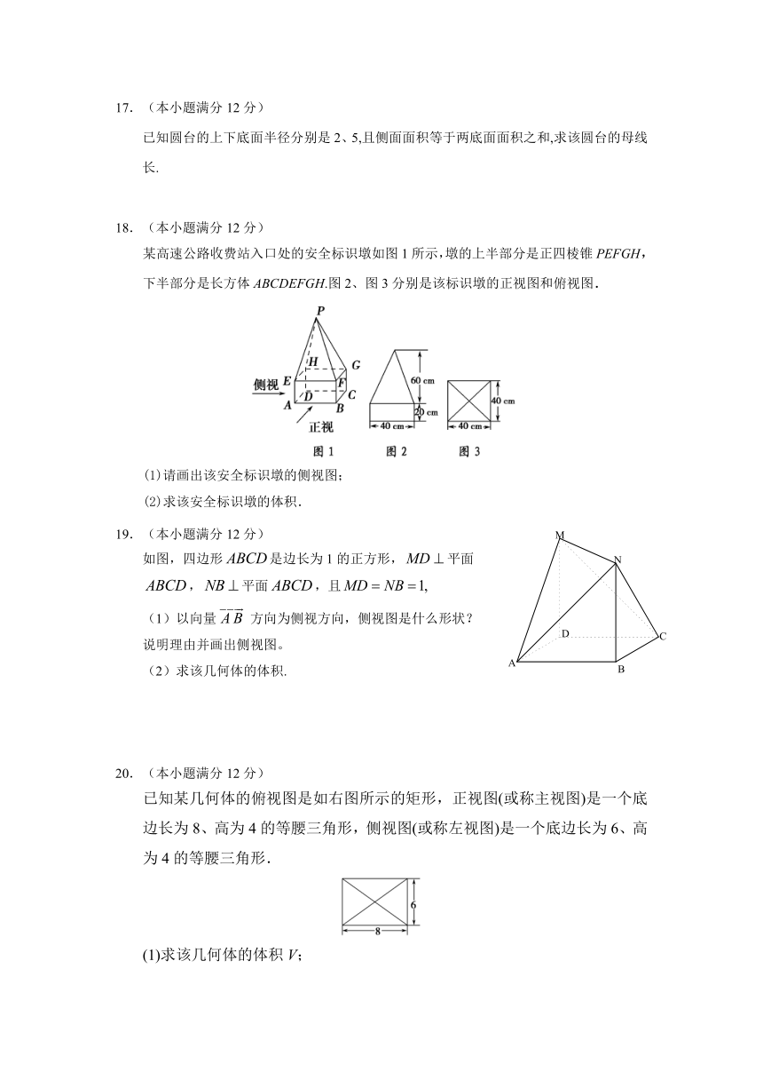 山东省淄博市2013高三文科数学（新人教A）复习单元检测：《空间几何体》达标检测试卷