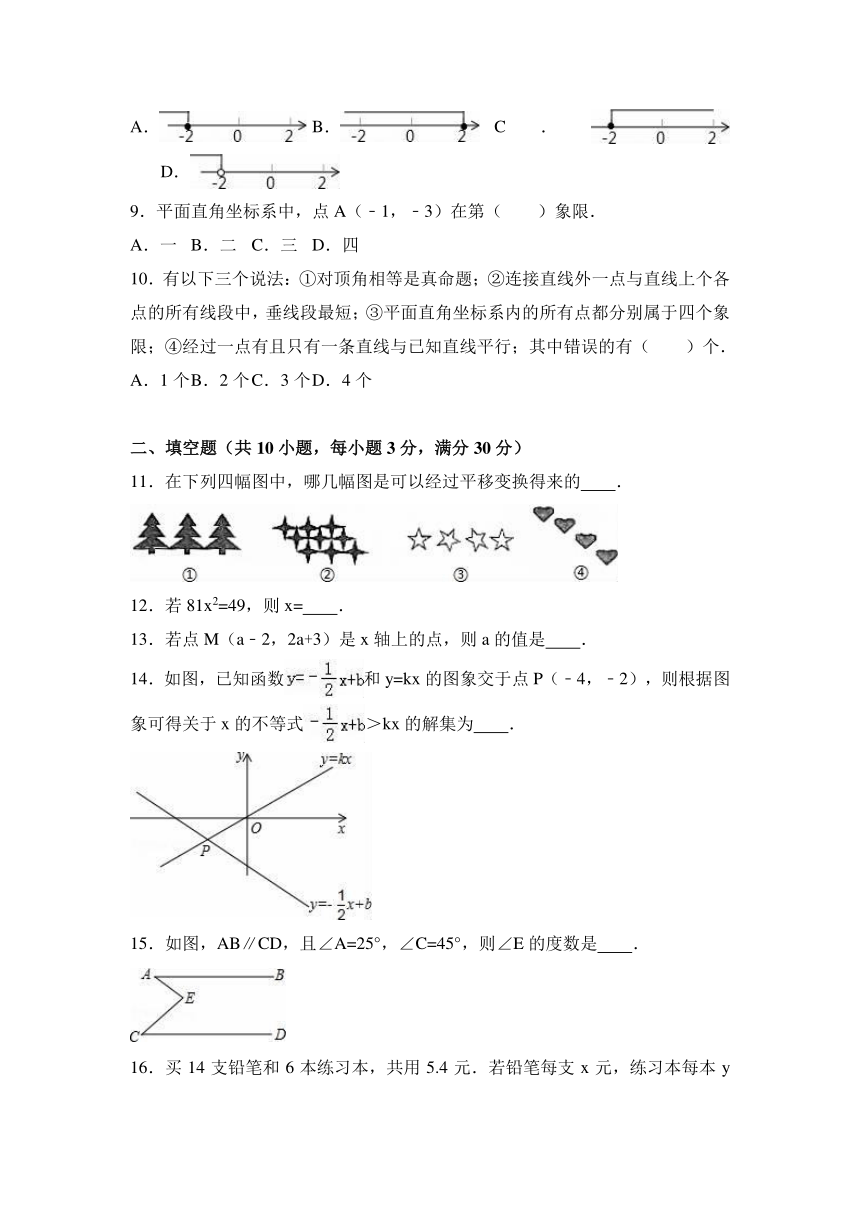 黑龙江省哈尔滨市双城区2015-2016学年七年级（下）期末数学试卷（解析版）