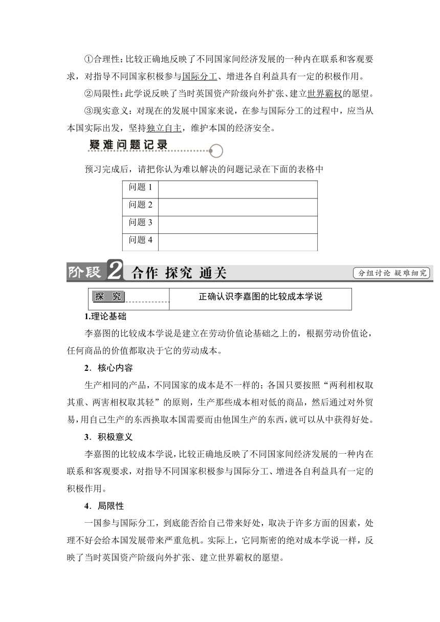 专题一 4　李嘉图的政策主张 学案