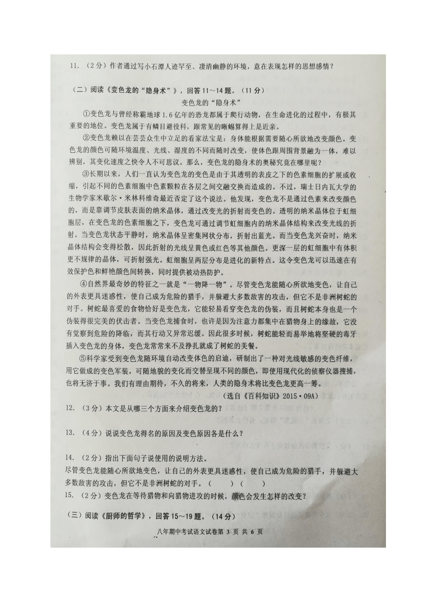 黑龙江省哈尔滨市双城区新兴中学2017-2018学年八年级下学期第二次月考（期中）语文试题（图片版，含答案）