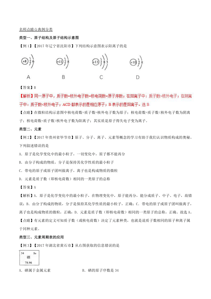 2018年中考化学考点总动员系列考点13原子结构及元素（元素周期表）（含解析）