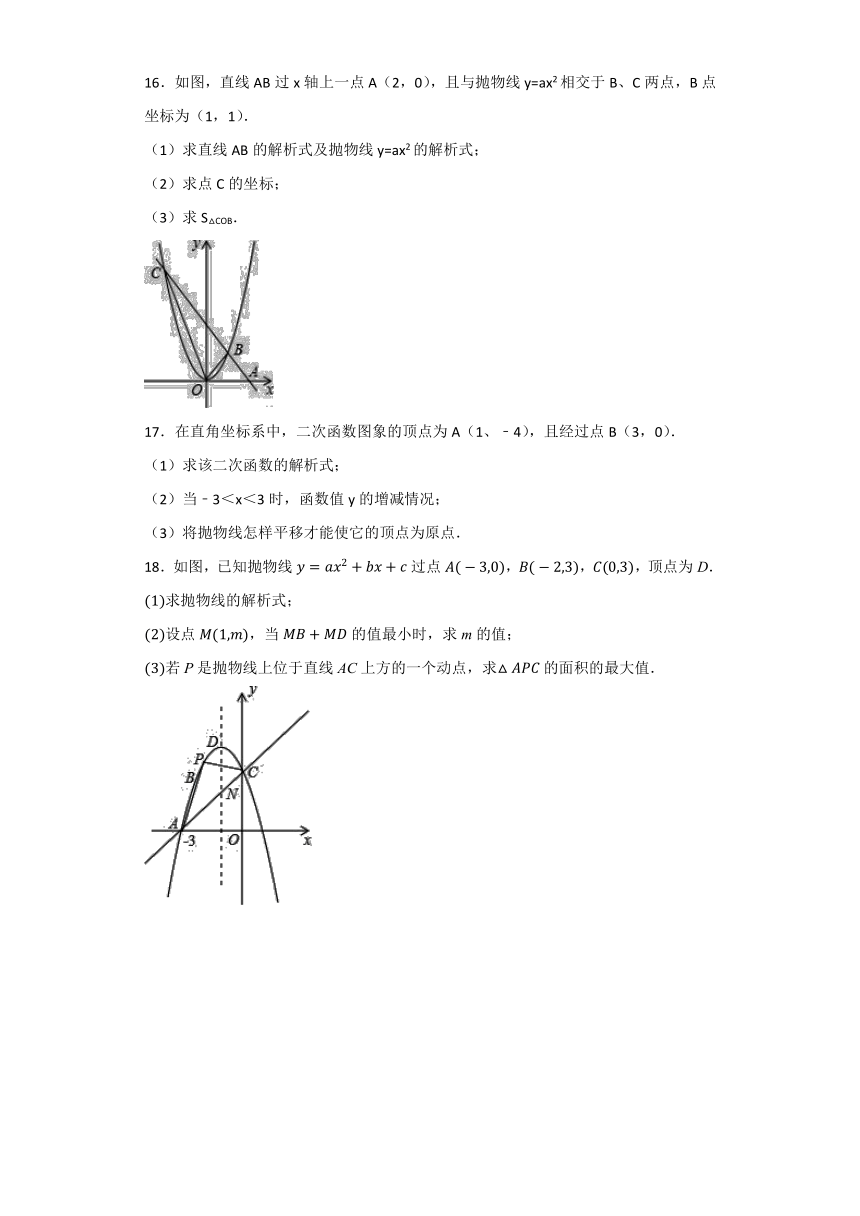 人教版初中数学九年级上册22.1二次函数的图像和性质同步练习题（解析版）