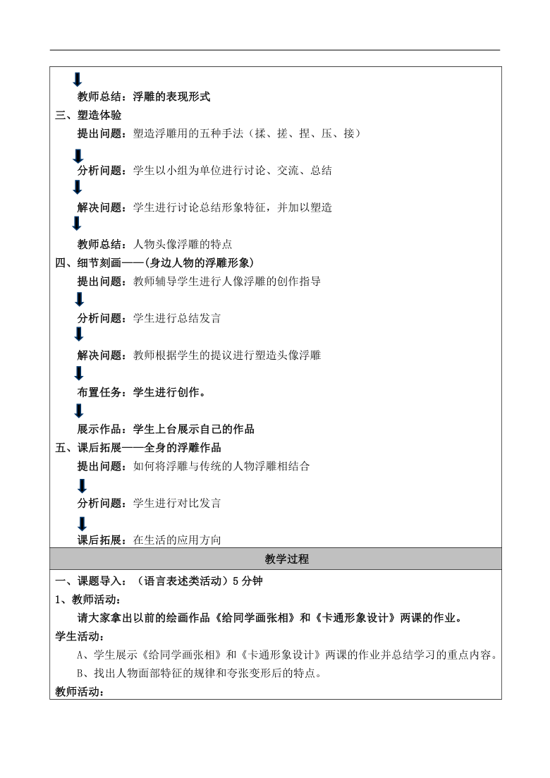 人美版九年级美术下册（北京）《3.学做浮雕》教学设计