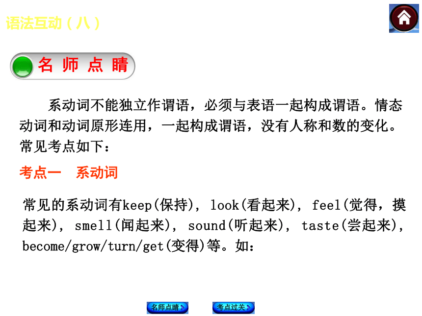 【2014中考复习方案】（冀教版）中考英语复习权威课件（名师点睛+考点过关） 语法专题：系动词和情态动词（2013年真题为例）