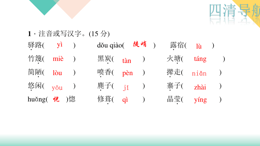 四清导航2017—2018学年语文人教版七年级下册作业课件：14．驿路梨花