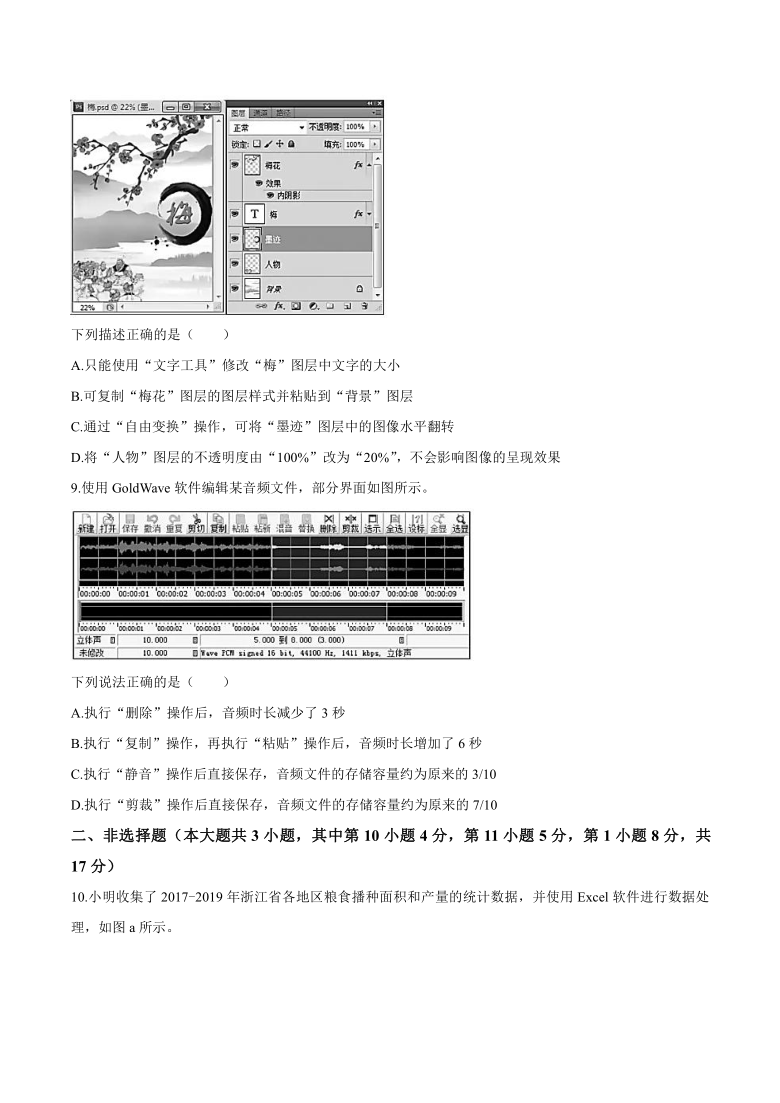 2021年1月浙江省普通高校招生学考信息技术试题（word版，含答案）