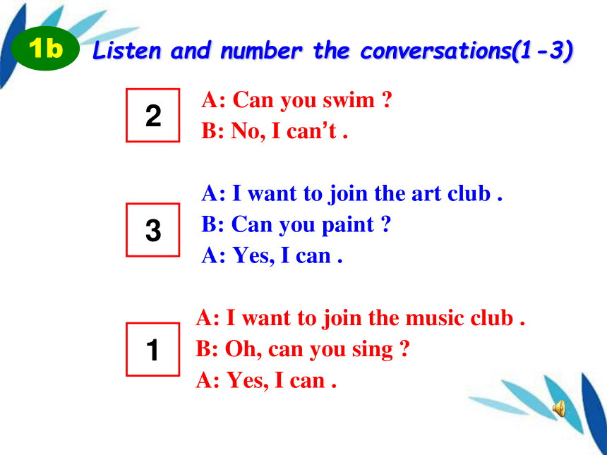 Unit 1 Can you play the guitar? Section A （1a- Grammer Focus）教学课件