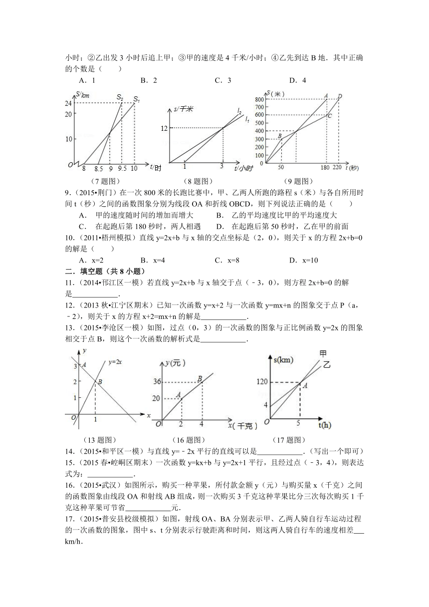 鲁教版七年级数学上册第6章6.5一次函数的应用同步测试题（含答案）
