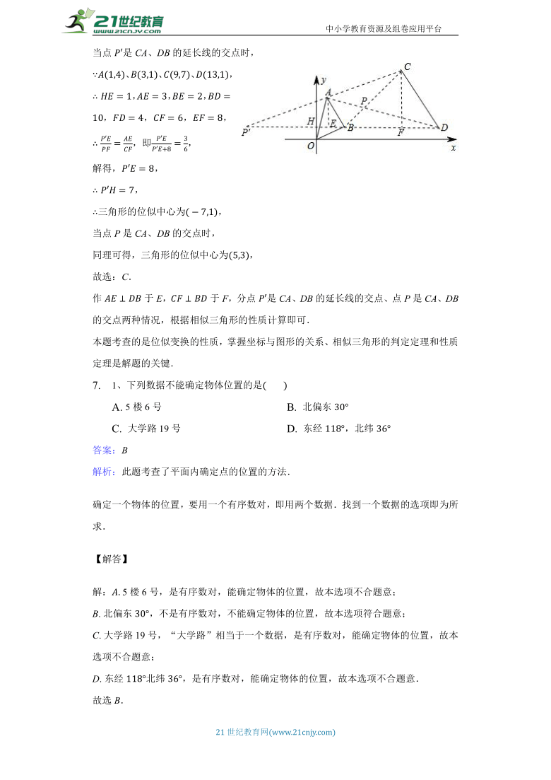 【备考2021】6.图形与坐标专项复习卷（含解析）