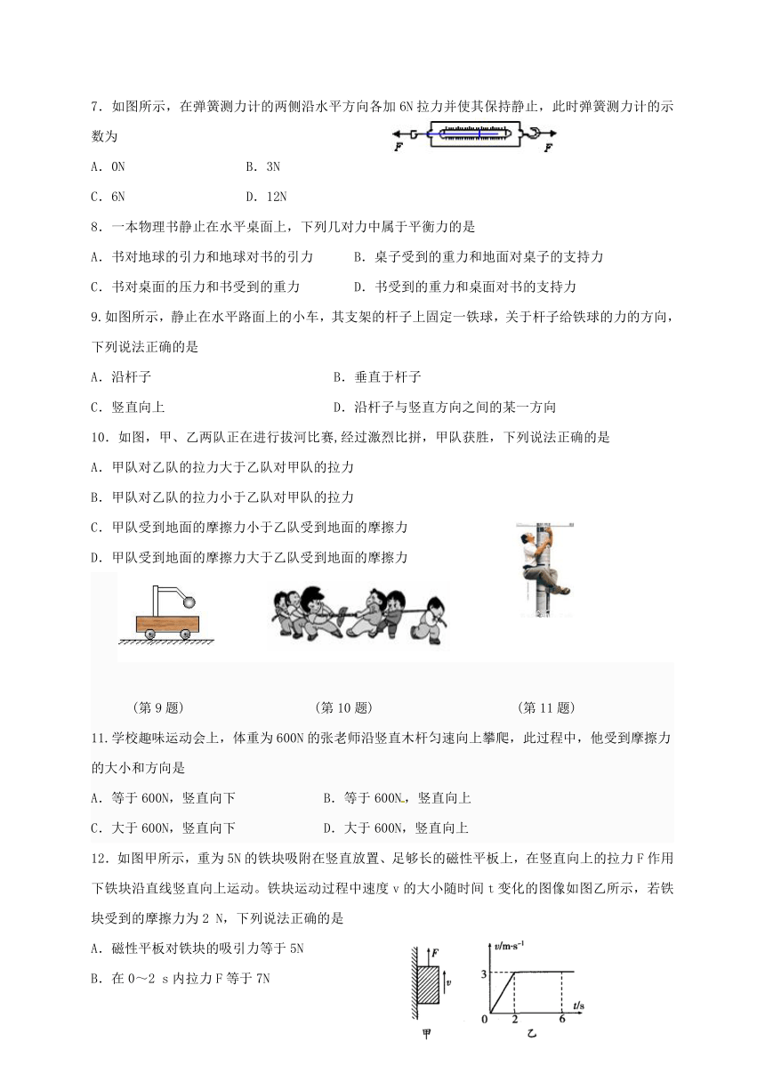 江苏省泰州市姜堰区2016-2017学年八年级下学期期中考试物理试题