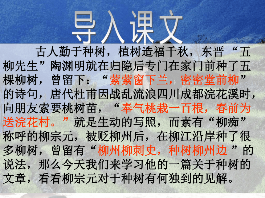 高中语文高一年级上华东师大版5.16《种树郭橐驼传》课件（共49张PPT）