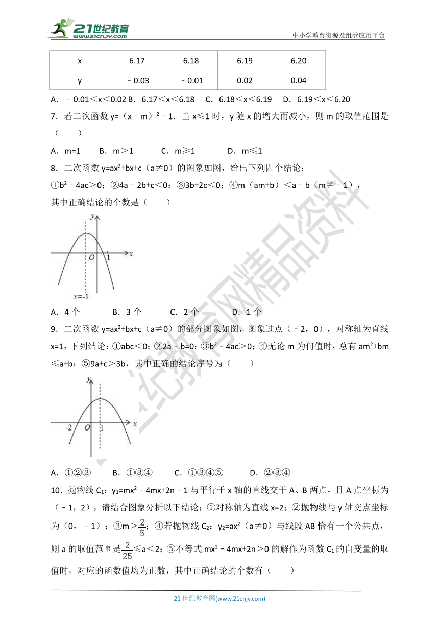 第1章 二次函数单元测试卷A（含解析）