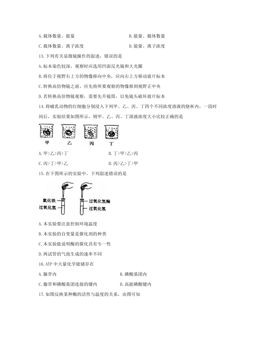 江苏省徐州市2017-2018学年高一上学期期末抽测生物试题