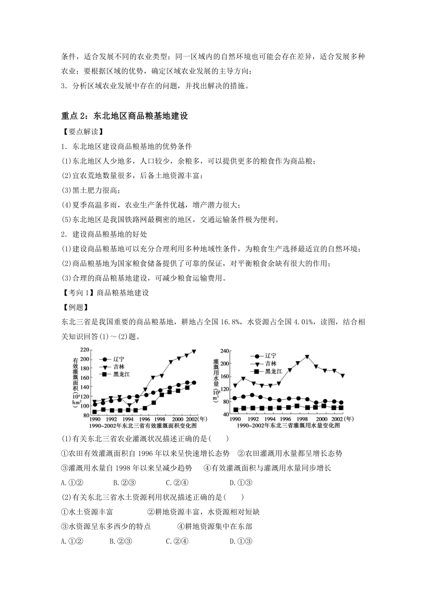 2016-2017学年高二地理重难点复习学案：（人教版必修3）：第四章 区域经济发展