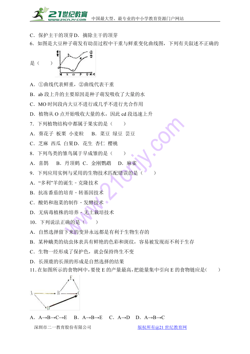 山东省潍坊市寿光市2017-2018学年八年级上学期期末考试生物试题（WORD版）