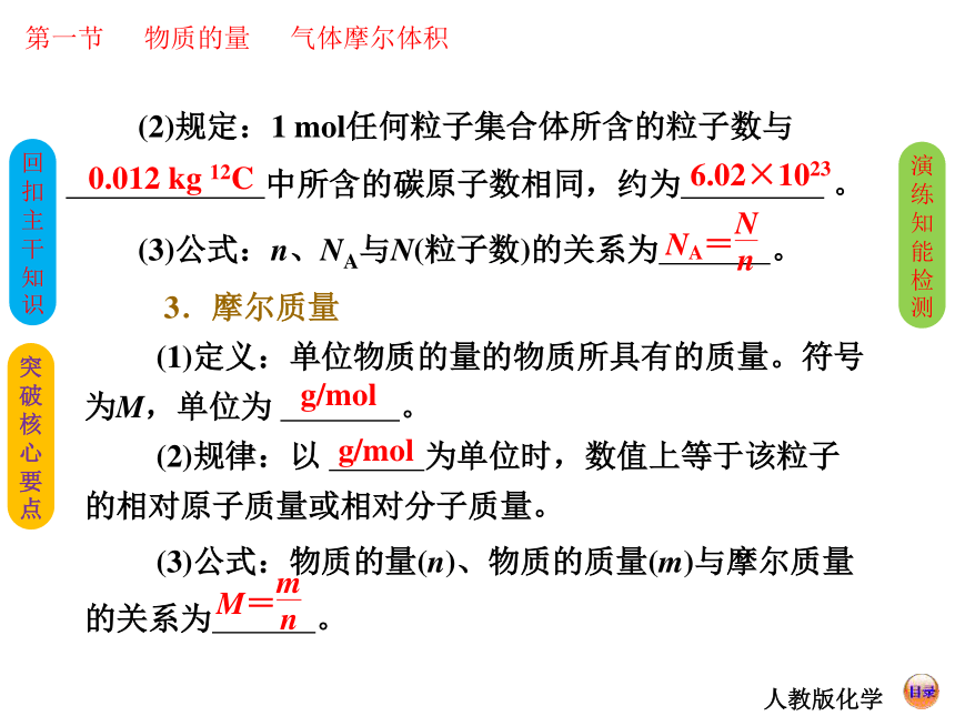 【创新方案】2014届高考化学总复习 精品课件（回扣主干知识+突破核心要点+提升学科素养）：物质的量 气体摩尔体积（48张PPT）