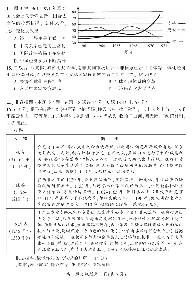 湖南省郴州市2021届高三第一次质检历史试题（PDF版）