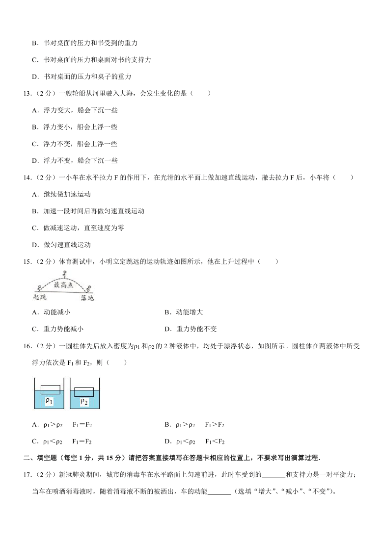 2019-2020学年广西防城港市八年级（下）期末物理试卷（含答案）