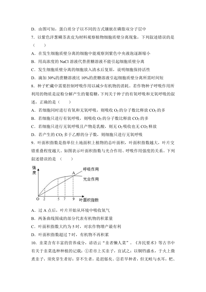 江苏省海安市南莫重点中学2022届高三上学期第一次月考备考金卷A卷生物试题（Word版含答案）