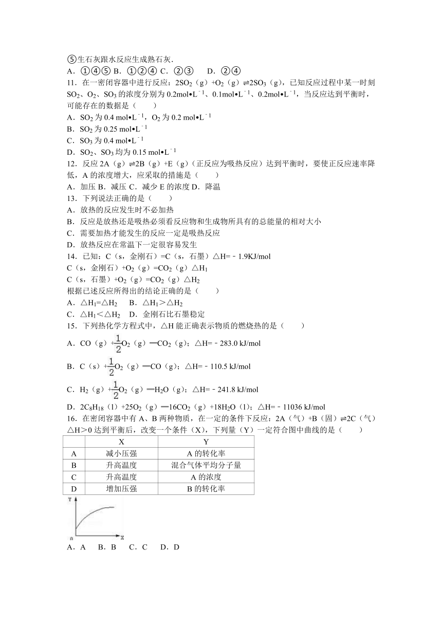 陕西省宝鸡市岐山县2016-2017学年高二（上）期中化学试卷（理科）（解析版）