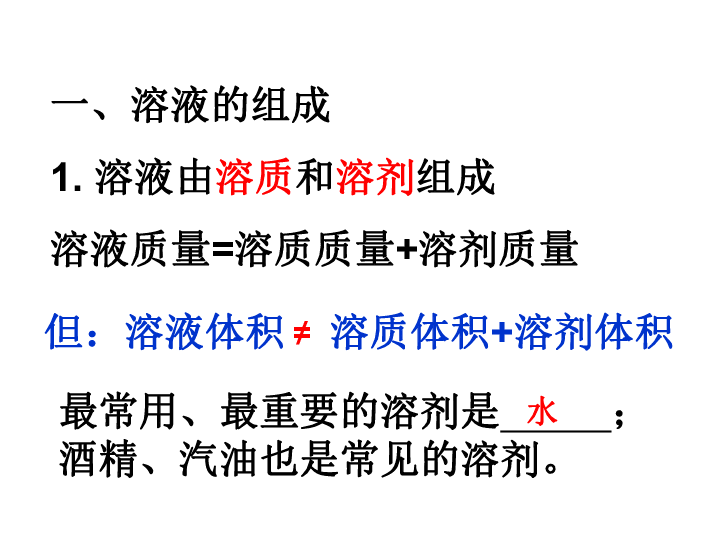 沪教版九年级下册化学 6.2溶液组成的表示 (共23张PPT)