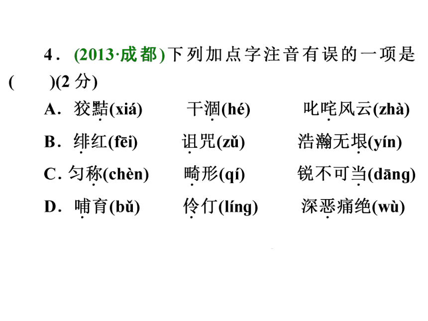 中考考点训练1 字音和字形（一）