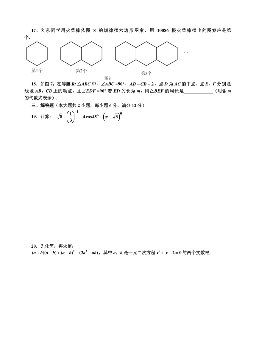 湖南省娄底市2017年中考数学试题（pdf版无答案）