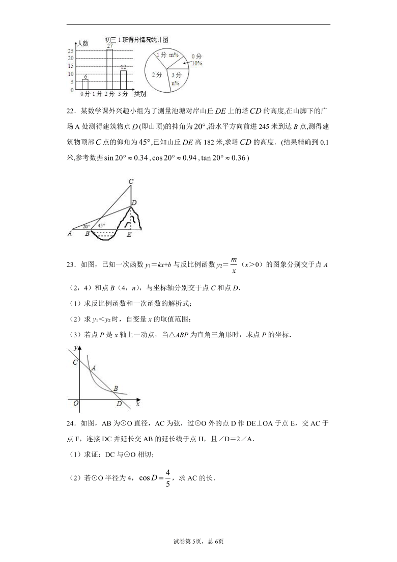 2021年四川省宜宾市中考模拟考试数学试题（word版 含答案）